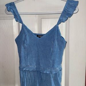 Express Light Blue Ruffle Strap Midi Dress